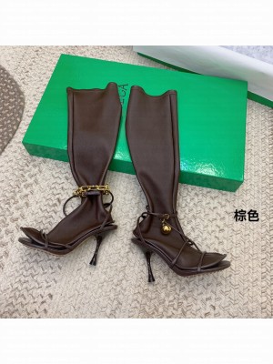 Bottega Veneta DOT 9cm Detachable chain and sphere embellishments high Boots Brown