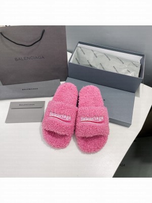 Balenciaga Unisex Furry Slide Sandal Pink 2021 Collection