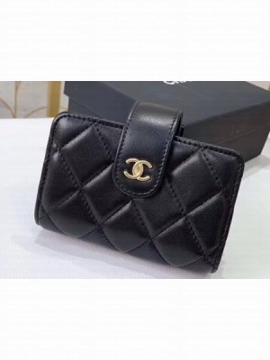 Chanel Small Card Holder 31522 Lambskin Black