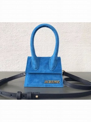 Jacquemus Leather Le Chiquito Micro Bag Suede Blue