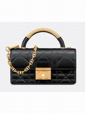 Mini Dior Ange Bag blackMacrocannage Calfskin M4401U