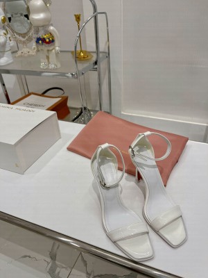 Amina Muaddi kim sandal 9.5cm bubble white patent silver buckle