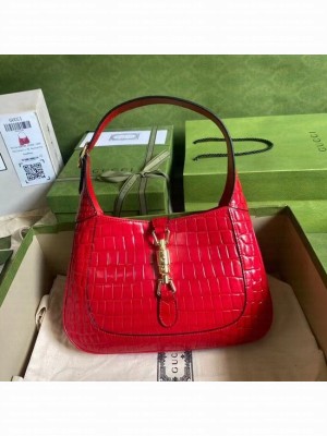 Gucci Jackie 1961 crocodile small shoulder bag 636709 red