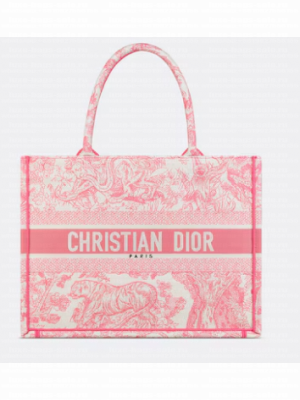 Medium Dioriviera Dior Book Tote Candy Pink Toile de Jouy Embroidery M1296Z