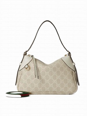Gucci GG Emblem Small Shoulder Bag 815218 Cream