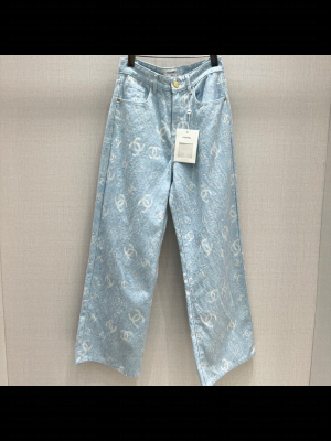 Chanel Cotton Denim Jeans Light Blue 2025