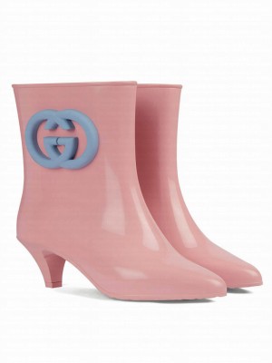 Gucci Women's Interlocking g Ankle Boot 724458 Pink