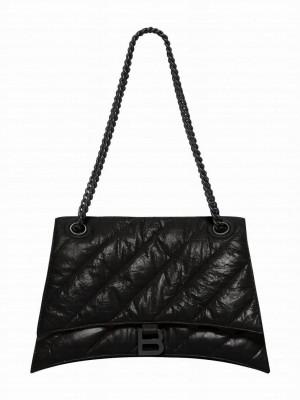 Balenciaga Crush Medium Chain Bag Quilted Black