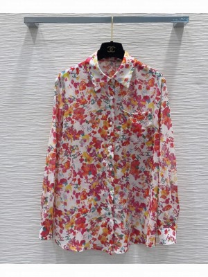 Chanel Women's Silk Shirt Red