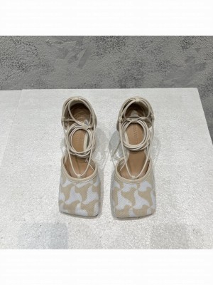 BOTTEGA VENETA HEEL 9CM STRETCH HAND-CROCHETED WAVY TRIANGLE SANDALS BEIGE 2022 Collection
