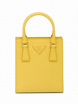 Prada Saffiano Leather Handbag 1BA358 Yellow