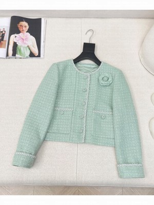Chanel Women's Tweed Jacket Green