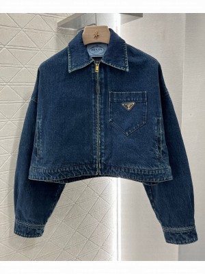 Prada Women's Denim Jacket Dark Blue