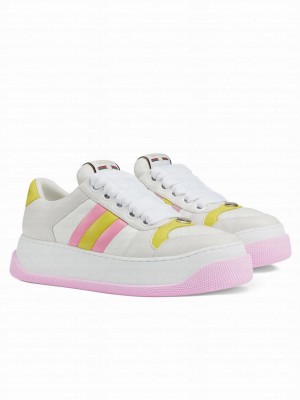 Gucci Unisex Screener Sneaker With Web 777102 Pink