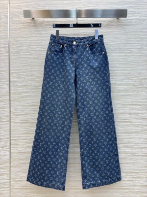 Louis Vuitton Monogram Cotton Straight Jeans Blue 2025