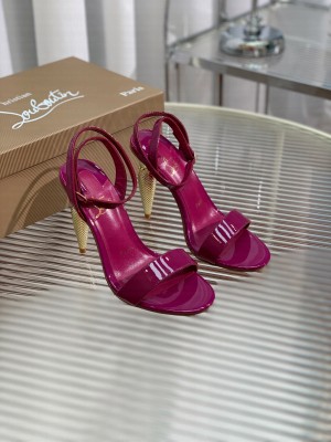 CHRISTIAN LOUBOUTIN Lipqueen 100 Patent Leather Sandal Burgundy