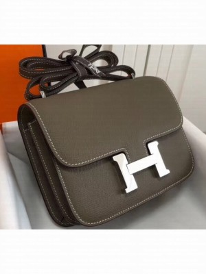 Hermes Constance Mini/MM Bag in Epsom Leather Etoupe with Silver Hardware