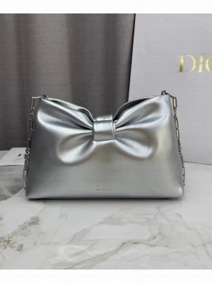 Christian Dior Mini Dior Bow Handbag Silver