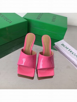 Bottega Veneta Stretch Patent Leather 9cm Mule Slide Pink Sandals 2022 Collection