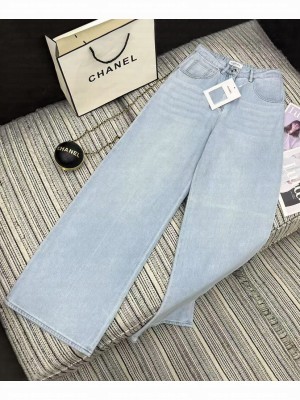 Chanel Women's Straight Jeans Blue