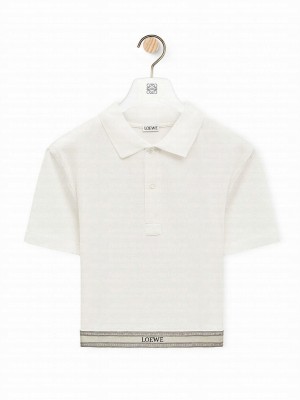 Loewe Women's Cropped Polo In Silk And Cotton White