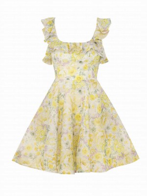 Zimmermann Women's Harmony Frilled Mini Dress Yellow