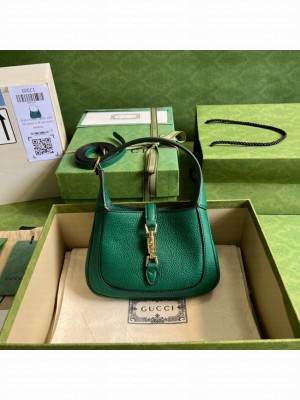 Gucci Jackie 1961 mini natural grain leather hobo bag 637091 Emerald green