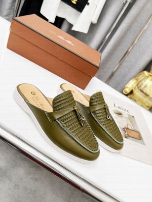 Loro Piana Sprightly Charms Walk Loafers 2022 Collection,Olive