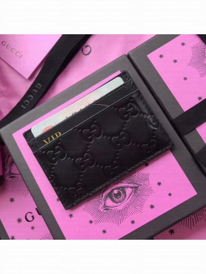 Gucci Signature leather card case 233166 Black