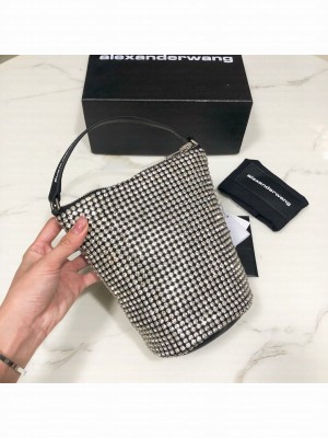 Alexander Wang Wangloc Bucket Bag With Crystal Rhinestone Chain Mesh Silver