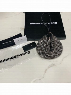 Alexander Wang Wangloc Fortune Cookie Bag With Crystal Rhinestone Chain Mesh Gray