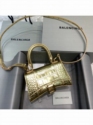 Downtown mini Shoulder Bag in Gold supple crocodile embossed calfskin