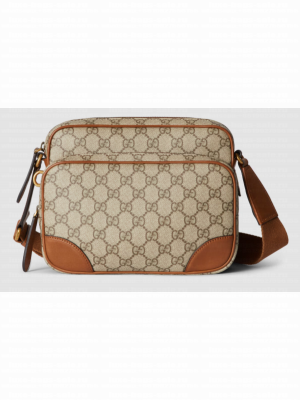 GUCCI GG EMBLEM MEDIUM CROSSBODY BAG 821160 Brown
