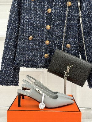 Hermes Lover 80 Slingback pump in Nappa leather with iconic Kelly buckle gray
