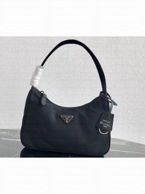 Prada Re-Edition 2000 Nylon Mini Hobo Bag 1NE515 Black 2020