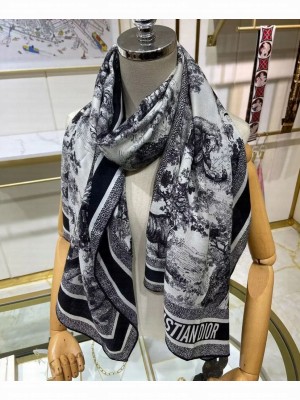 Christian Dior Women s Sauvage Jouy Printed Long Scarf Black