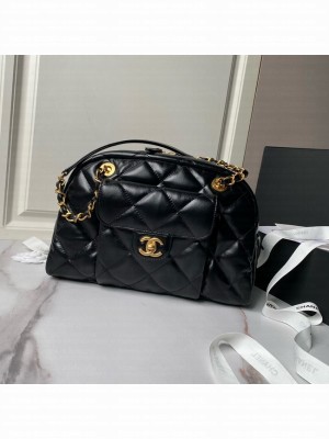 Chanel Shiny Lambskin & Gold-Tone Metal AS4905 Black