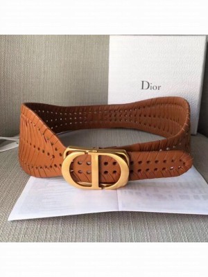 Dior Perforated Calfskin Corset Belt with CD Buckle Brown 2019 Collection