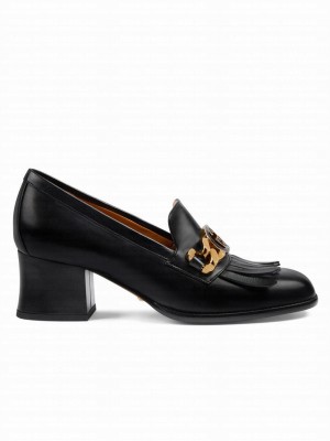 Gucci Women's Interlocking G Mid-Heel Pump 750532 Black