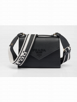 Prada Monochrome Saffiano and leather bag 1BD317 black