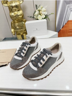 Brunello Cucinell Suede and techno fabric runners sneakers 016