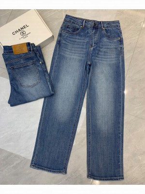 Chanel Women's Straight Leg Jeans Blue