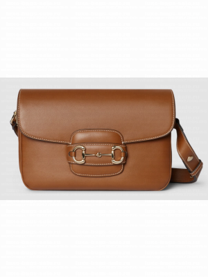GUCCI HORSEBIT 1955 SOFT MEDIUM SHOULDER BAG 815178 Brown soft leather