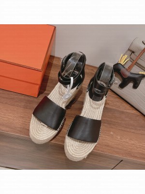HERMES HEEL 8.5CM PLATFORM 5CM TIPOLI WEDGE ESPADRILLES 02