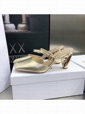 Dior Rhodes Calfskin Slingback Pumps Gold 2022 Collection