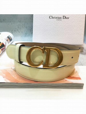 Dior Leather 3cm Belt with CD Buckle Yellow 008 2019 Collection