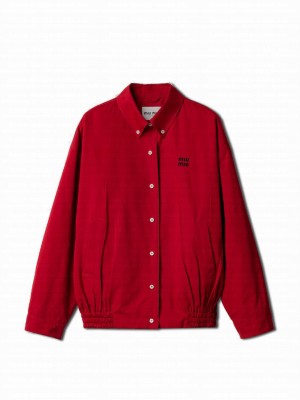 Miumiu Women's Heavy Poplin Blouson Jacket Red