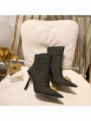 Versace x Fendi 10.5cm Fendace FF Canvas Ankle Boots Black 2022 Collection