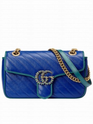 Gucci GG Marmont Small Shoulder Bag 443497 Blue