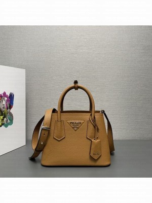 Prada Double leather mini bag 1BG443 brown